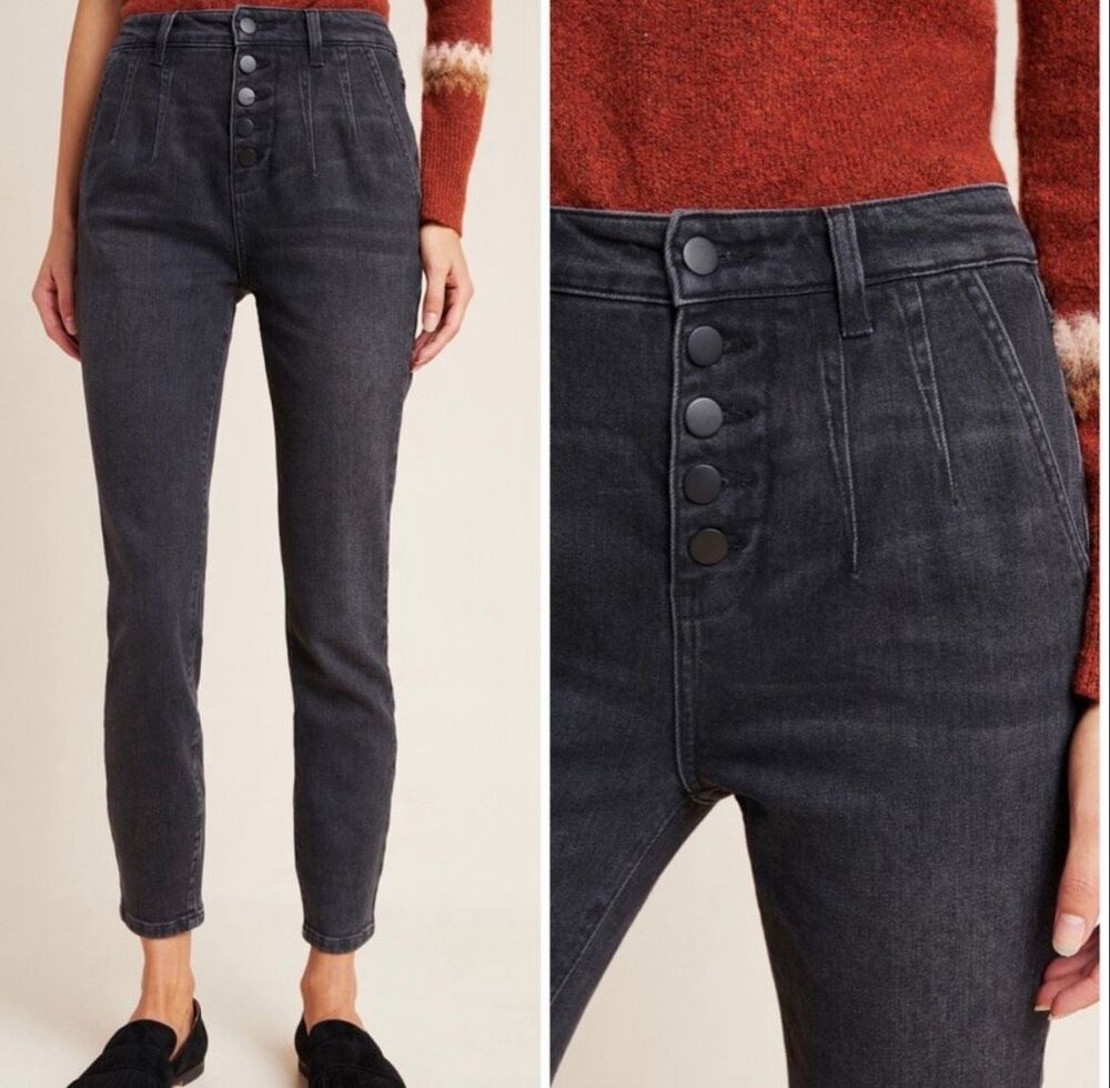 Anthropologie Pilcro the Leterpress high rise skinny black wash jeans 30